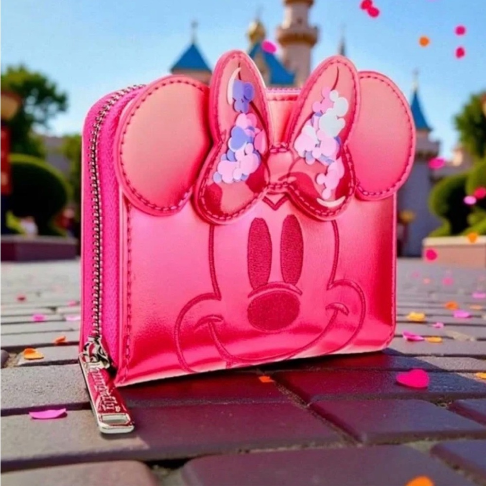 Pink 💕Disney Minnie Mouse Loungefly Confetti Glitter Wallet